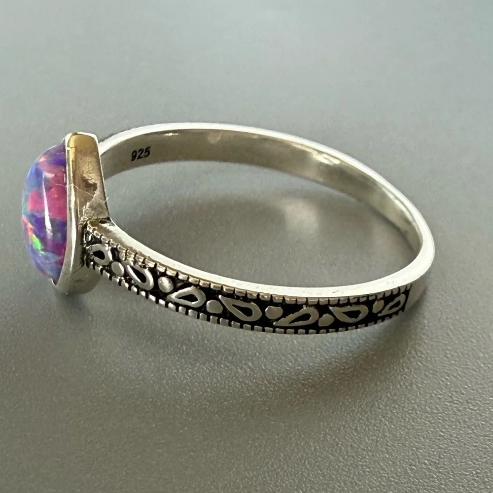Sterling Silver Pear Opal Ring